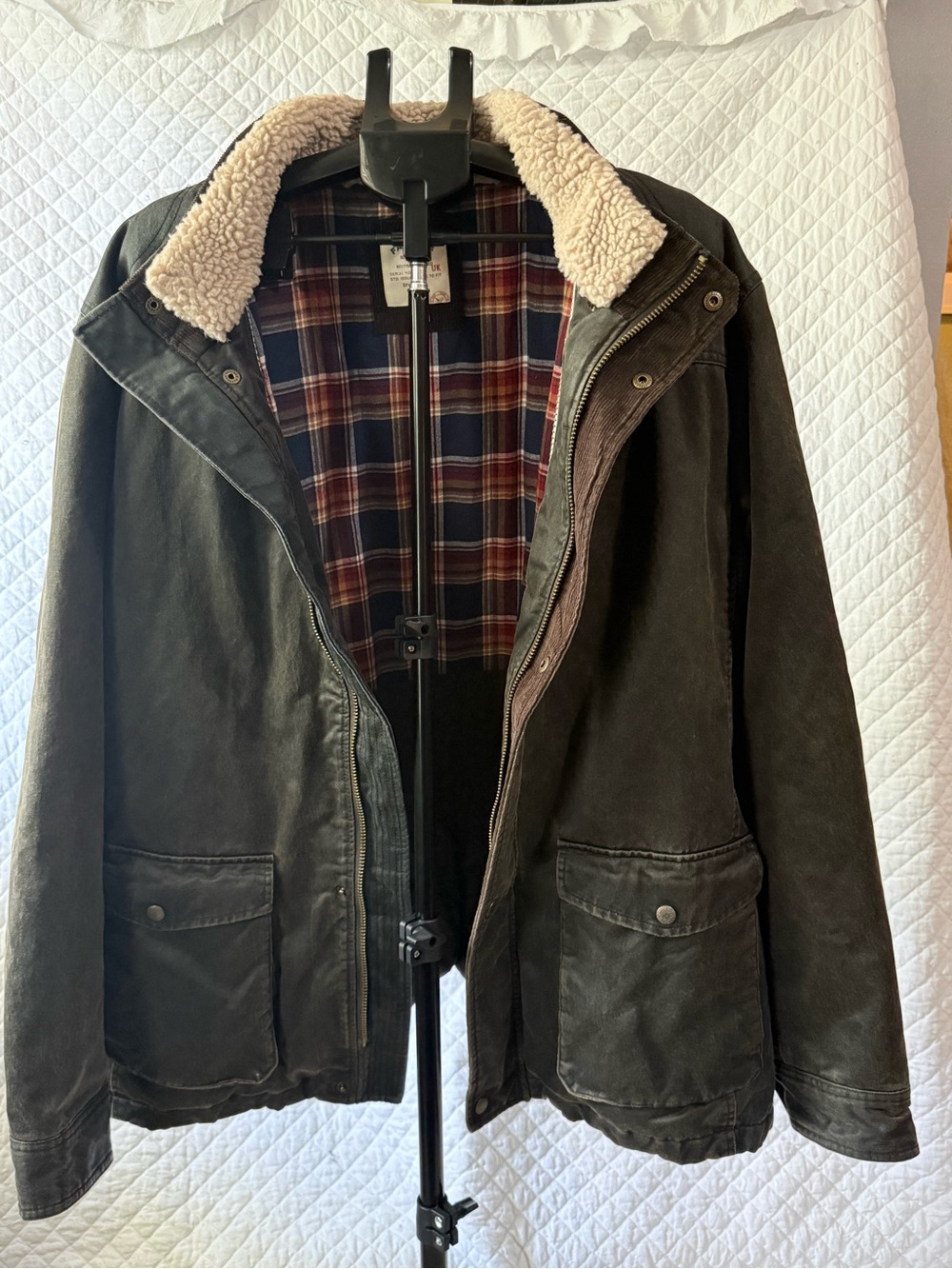Fat Face Olive/Brown Barn Jacket with Sherpa Collar